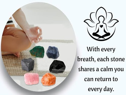 Crystals for Pregnancy, Set of 6 Blood Stone, Iolite, Hematite, Rose Quartz, Black Obsidian and Sunstone Healing Crystals and Stones - color: Pregnancy Crystals
