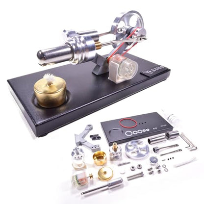 Stirling Engine Model Kit, DIY Assembly Metal Cylinder Stirling Engine Kit Generator Heat Sterling Engines Building Set with 4 LED Lights/Base, Christmas Birthday Gift - style: Type 1