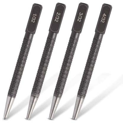 4-Piece Center Punch Set with Sizes 1/32"-4/32"