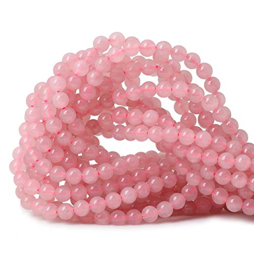 60PCS 6mm Natural Rose Quartz Gemstone Round Loose Bead Pink Crystal for Jewelry Making 1 Strand 15" - color: Rose Quartz, size: 6mm
