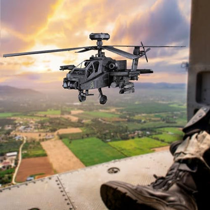 Piececool 3D Metal Model Kits, Military Helicopter Airplane Models Building Kits for Adults and Teens Men Hobbies DIY Brain Teaser Puzzles, Great Birthday Gifts, 145 Pcs - style: AH-64 Apache