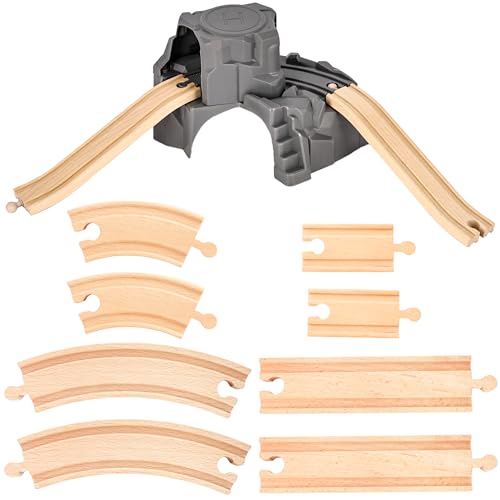 11 Pcs Tunnel Train Track Accessories Simulation Train Cave Tunnel Wooden Railway Track for Kids Train Toy Railway Scene Model Child Party Favors