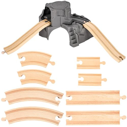 11 Pcs Tunnel Train Track Accessories Simulation Train Cave Tunnel Wooden Railway Track for Kids Train Toy Railway Scene Model Child Party Favors