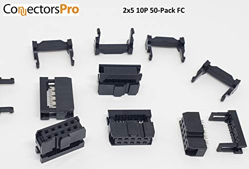PC Accessories - Connectors Pro 50-Pack 2X5 10P 2.54mm Dual Rows IDC Sockets for Flat Ribbon Cable, 10 Pins FC Female Connector