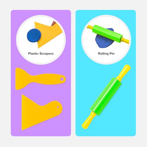 FlyFlag Air Dry Clay Tools Kit, 20 Pcs – Includes Ball Stylus, Rubber Pens, Rolling Pin, Plastic Scrapers, and Modeling Tools – Ideal for Pottery, Craft, Molding, and Shaping