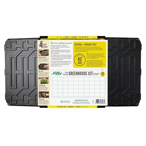 Jiffy 50-Cell Seed Starter Tray Kit with 42mm Peat Pellets, 2-Pack