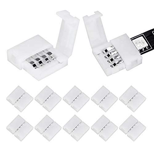 WENHSIN 10Packs 4-Pin RGB LED Light Strip Connectors 10mm Unwired Gapless Solderless Adapter Terminal Extension - size: 10MM-4PIN