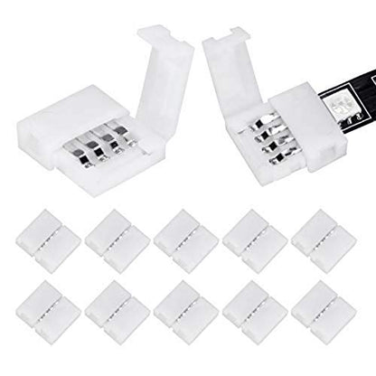 WENHSIN 10Packs 4-Pin RGB LED Light Strip Connectors 10mm Unwired Gapless Solderless Adapter Terminal Extension - size: 10MM-4PIN