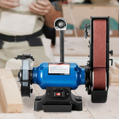 VEVOR 2IN1 2" Belt Grinder for Knife Making, 6" Belt Sander, 3450RPM Belt and Disc Bench Sander 90° Belt Holder with Sturdy Base and LED Working Lamp - size: 6" Grinder & 2" x 28" Belt Sander Combo