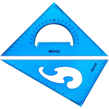 EBOOT 2 Pcs Large Transparent Triangle Ruler 30/60 and 45/90 Degrees, Blue - color: Blue