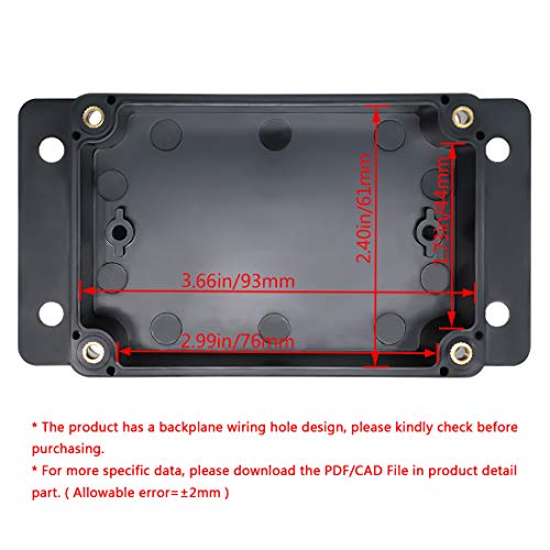 Junction Box Waterproof Dustproof IP65 ABS Plastic Universal Electric Project Enclosure Black with Fixed Ear 3.94" x 2.68" x 1.97"(100 x 68 x 50 mm)(Pack of 2) - size: 3.94"x2.68"x1.97"(Pack of 2)