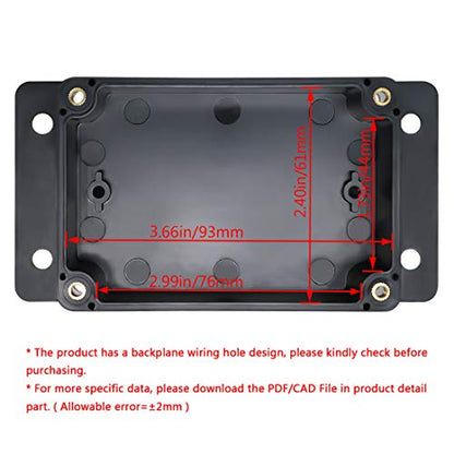 Junction Box Waterproof Dustproof IP65 ABS Plastic Universal Electric Project Enclosure Black with Fixed Ear 3.94" x 2.68" x 1.97"(100 x 68 x 50 mm)(Pack of 2) - size: 3.94"x2.68"x1.97"(Pack of 2)