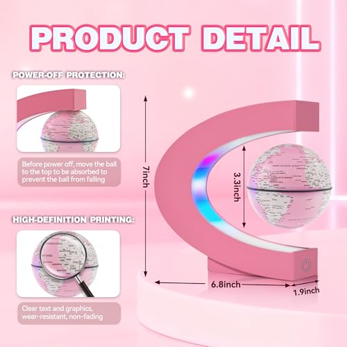 Flagest Magnetic Levitation Floating Globes with LED Lights, C Frame Floating Globe Lamp, Cool tech Gadgets for Home Office Desk Accessories, Gifts for Women, Ladies, Girls, Teachers, Colleagues(Pink) - color: Pink