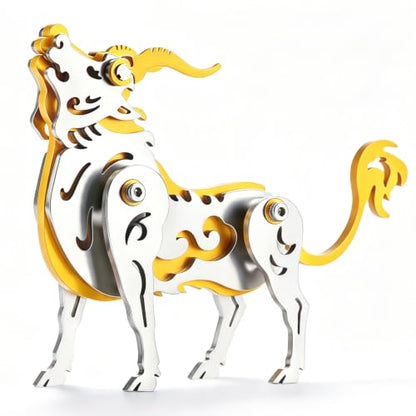 3D Metal Puzzle Mechanical Model Kit Zodiac Ox (Gold Silver - color: C06- Ox Gold