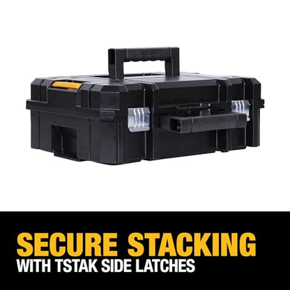 DEWALT Tool Box TSTAK II, 13 In. Flat Top Tool Storage Case, Stackable Organizer Hard Case Portable Toolbox, Heavy Duty, Holds Up To 66 lbs (DWST17807) (Pack of 4) - size: 1 Count (Pack of 4)