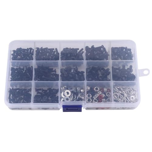 HobbyPark 500pcs Universal RC Screw Kit Screws Assortment Set, Hardware Fasteners for Traxxas Axial Redcat HPI Arrma Losi 1/8 1/10 1/12 1/16 Scale RC Cars Trucks Crawler