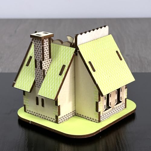 Log Cabin Mini House 3D Wooden Puzzle Model (Green Little House) - color: Green Little House