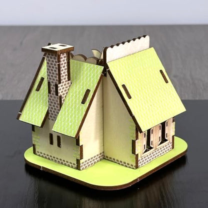 Log Cabin Mini House 3D Wooden Puzzle Model (Green Little House) - color: Green Little House
