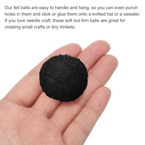 PATIKIL Wool Felt Balls Beads Wool Felting Pom 3.1cm 31mm Black for Home Crafts Handcrafts Project DIY Pack of 10 - color: Black