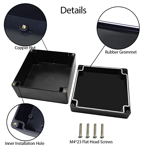LeMotech Electrical Box ABS Plastic Project Box IP65 Waterproof Junction Box Project Case Universal Enclosure for Electronics Black 6.1x 6.1x 3.4 inch(160x160x90mm)（Pack of 1 - color: Black (1 pack), size: 6.1" x 6.1" x 3.4"