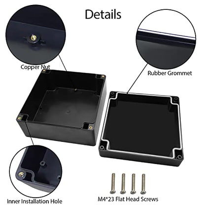 LeMotech Electrical Box ABS Plastic Project Box IP65 Waterproof Junction Box Project Case Universal Enclosure for Electronics Black 6.1x 6.1x 3.4 inch(160x160x90mm)（Pack of 1 - color: Black (1 pack), size: 6.1" x 6.1" x 3.4"