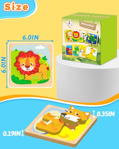 Benresive Wooden Toddler Puzzles, Montessori Toddler Toys for 1 2 Year Old - style: 8 PCS