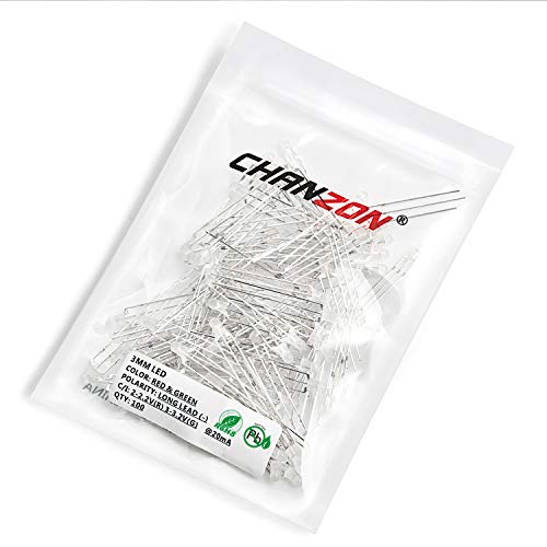 CHANZON 100 pcs 3mm Red & Green Diffused LED Diode Lights Common Cathode - color: B) Red & Green (Cc) (100pcs)