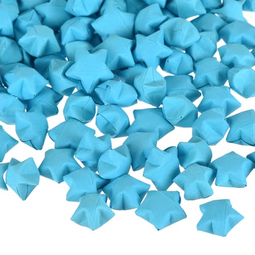 MECCANIXITY 136pcs Pre-made Origami Lucky Stars Paper Wishing Star Blue for Best Wish Christmas Party Wedding Valentine's Day Girl Friends Gift - color: Blue