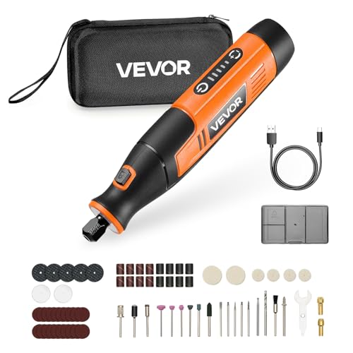 VEVOR 73-Piece Cordless Rotary Tool Kit, DC4V Portable Mini Power Rotary Tool, 5-Level Speed 7000-20000 RPM Multi-Purpose DIY Tools for Engraving, Sanding, Polishing, Carving, Cutting, DIY Crafts - style: 73PCS