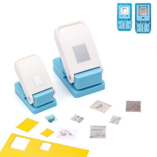 BAOFALI 2Pcs/Set Stamp Punch,Stamp Puncher, 0.6 x 0.5 inch, 1 x 0.8 Inch, Rectangular Stamps Punch, Lever Craft Hole Cutter Puncher, Paper Punches for Journaling Crafting DIY Scrapbooking Crafts - color: 1 x 0.8 Inch+0.6 x 0.5 inch