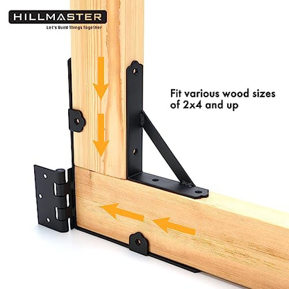HILLMASTER Anti Sag Gate Frame Kit Gate Corner Brace Bracket Heavy Duty Adjustable Gate Hardware with Gate Latch for Wooden Fences,Driveway Gates,Shed Doors,Corral Gates,Wood Windows - size: 1 Set