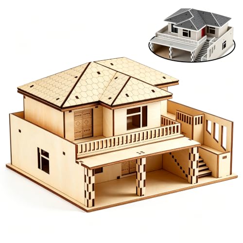 3D Wooden Puzzle for Adults, DIY Miniature Garden Villa Building Two Layer - color: Garden Wood Color 02