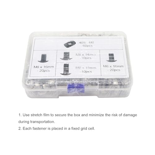 120Pcs 4040 Aluminum Extrusion Hardware Kit - M8 T Slot Nuts & Bolts 10Pcs M8x14, 40 M8x16, 10 M8x18, 60Pcs 40 Series M8 Drop-in T Nuts, Compatible with 4040 4080 Extrusion Accessories - style: 40 Series Type Silver