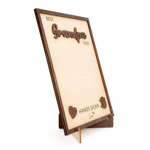 Best Grandpa Gifts 2026, Personalized Wooden Handprint Plaque Craft from Grandkids, DIY Keepsake Family Decor Sign, Meaningful Birthday Christmas Fathers Day Grandpa Gift from Kids Grandchildren - color: Grandpa