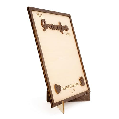 Best Grandpa Gifts 2026, Personalized Wooden Handprint Plaque Craft from Grandkids, DIY Keepsake Family Decor Sign, Meaningful Birthday Christmas Fathers Day Grandpa Gift from Kids Grandchildren - color: Grandpa