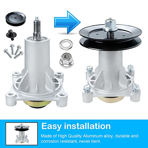 187292 Spindle Assembly 2246 LS, YTH 20K46, YTH2042, CT154 Compatible with Craftsman Husqvarna AYP 42", 46", 48" and 54" Decks 192870, 532192870, 532187292, Includes Pulley 195945,197473 - size: 3 Spindles + 3 pulley