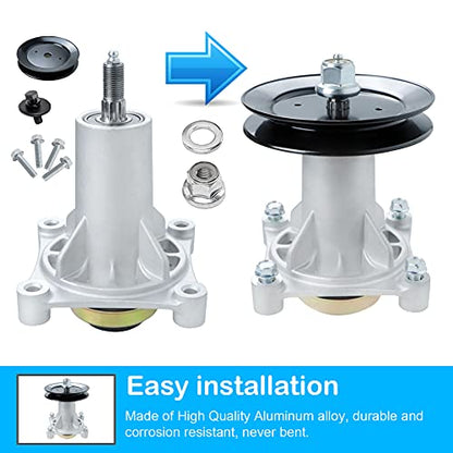 187292 Spindle Assembly 2246 LS, YTH 20K46, YTH2042, CT154 Compatible with Craftsman Husqvarna AYP 42", 46", 48" and 54" Decks 192870, 532192870, 532187292, Includes Pulley 195945,197473 - size: 3 Spindles + 3 pulley