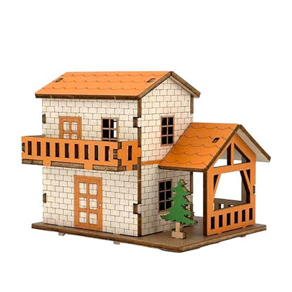 Log Cabin 3D Wooden House Puzzle,DIY Mini Building Model Kit，002 - color: 002