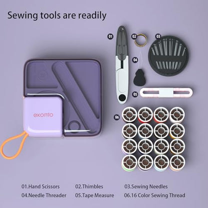 Sewing Kit, Needle and Thread Kit with Travel Sewing Supplies and Accessories for Adults,Kids,Beginner with Scissors,Sewing Needles Thimble,Thread,Seam RipperTape Measure etc (Purple) - color: Purple