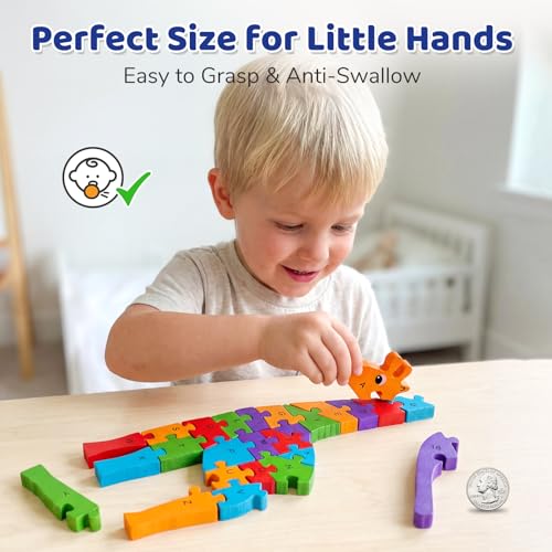 LovesTown Puzzle for Kids, Wooden, 3D Giraffe Shape - size: Medium, style: Giraffe