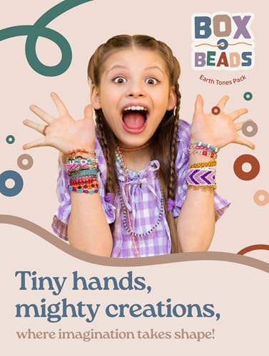 Box-O-Beads Earth Tones Clay Beads Bracelet Making Kit – 6,000 Pieces Premium Friendship Bracelet Jewelry Making Kit – Creative Arts and Crafts Kit Gift for Girls Ages 10–12