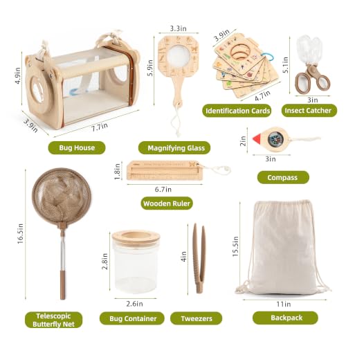 11Pcs Wooden Bug Catcher for Kids, Outdoor Explorer Bug Catching Kit