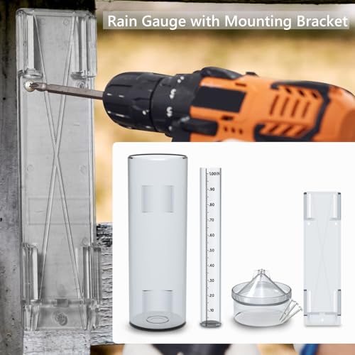 Rain Gauge Outdoor Professional Long Term Rain Gauge Mounting Bracket, Precisely Accurate to 1/100th of an Inch,UV and Heat Resistant, Non-Yellowing Rain Gauge Fit All Weather Conditions