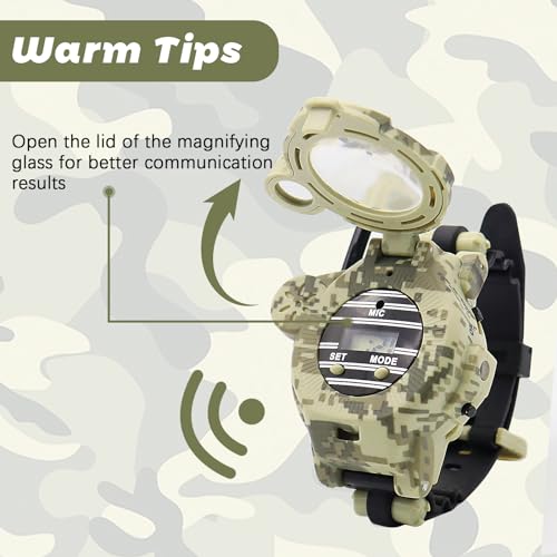 Kids Walkie Talkie Watch, Rechargeable Spy Army Toys for Boys Ages 8-13 - color: Camo