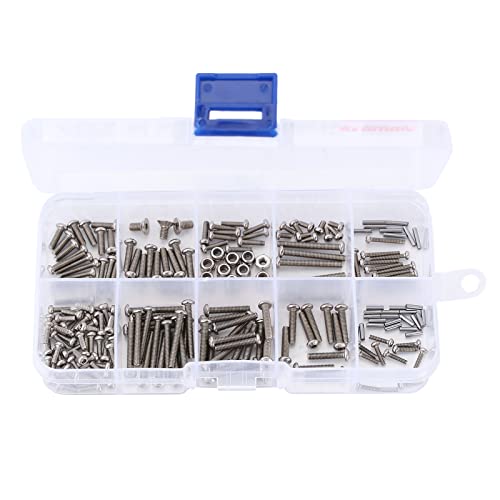 INJORA Screws Pins Nuts M1.6 M2 M2.5 Grade 12.9 Stainless Steel Hex Screws Hardware Kit for TRX4M 1/18 RC Crawler Car - size: One Size