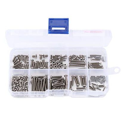 INJORA Screws Pins Nuts M1.6 M2 M2.5 Grade 12.9 Stainless Steel Hex Screws Hardware Kit for TRX4M 1/18 RC Crawler Car (Pack of 2) - size: One Size (Pack of 2)