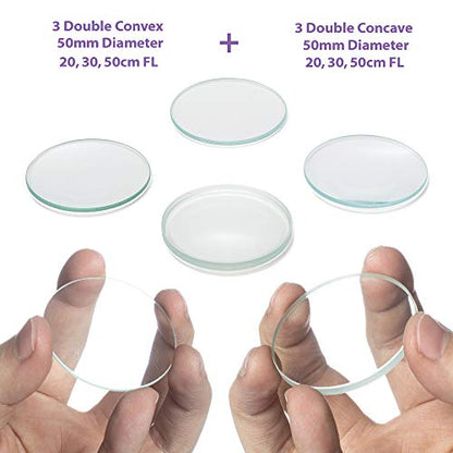 Amlong Crystal Premium Optical Glass Double Convex and Concave Lens Set, 75mm Diameter, 20cm Focal Length, 2 Pieces Set - size: 75mm (3-Inch) 2-pack
