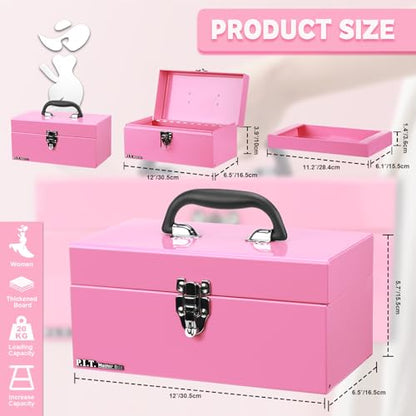 P.I.T. Metal Tool Box 12 Inch,Portable Small Toolbox with Latch,Pink - color: Pink, size: 12 Inch