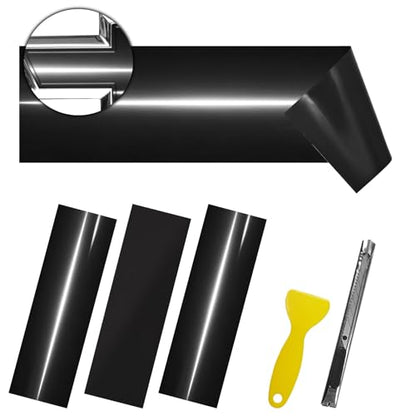 QianBao Compatible with 11.8" x 4" Chevy Bowtie Emblem Vinyl Wrap Kit - color: Glossy Black