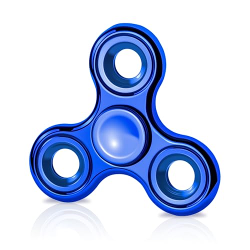 Fidget Toys Adults,Electroplated Metal Fidget Spinner Stress Reducer,High Speed 3-5 Min Quite Spins,Fidgets for Adults & Teens & Kids Age 6+(Blue) - color: Blue